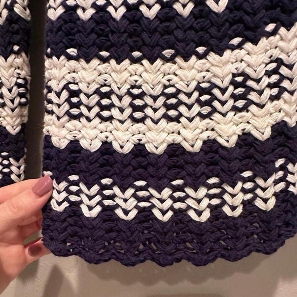 Liz Claiborne Blue White Striped Cottagecore Cardigan Sweater Size Small - Picture 5 of 5